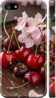 3D пластиковий матовий чехол Вишня у шоколаді для Apple iPhone 5s - 6698m-21 изображение 