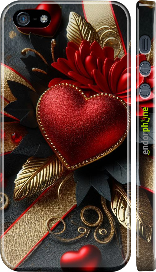 3D пластиковый глянцевый чехол Сердечки v2 для Apple iPhone 5s - 5832c-21 изображение 
