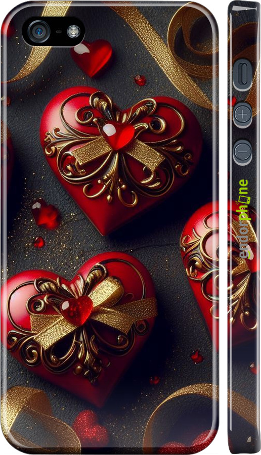 3D пластиковый матовый чехол Сердечки v4 для Apple iPhone 5s - 5834m-21 изображение 