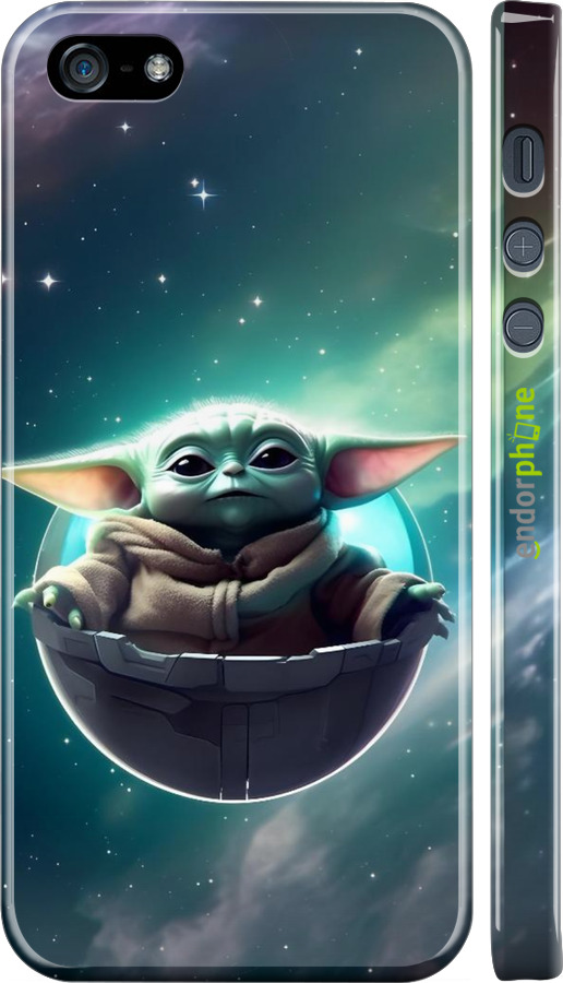 3D пластиковый глянцевый чехол Малышь йода для Apple iPhone 5 - 6294c-18 изображение 
