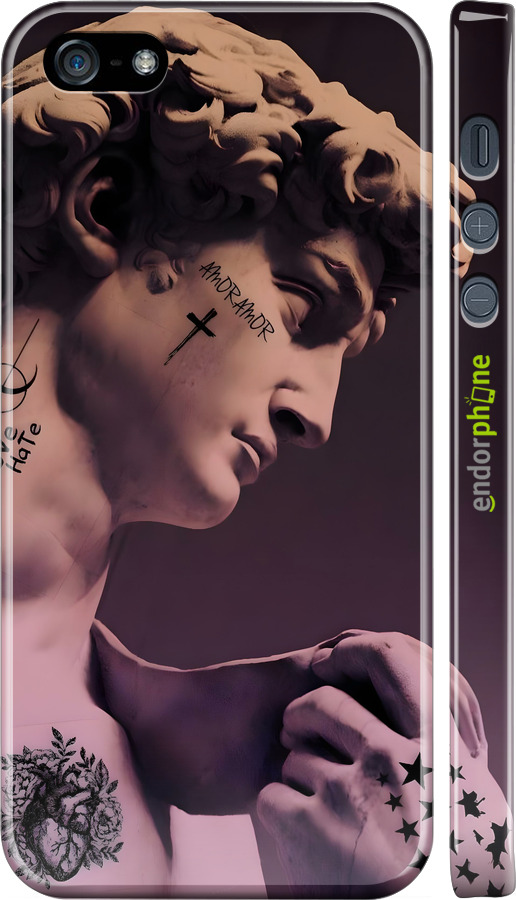 3D пластиковый матовый чехол Давид для Apple iPhone SE - 6302m-214 изображение 
