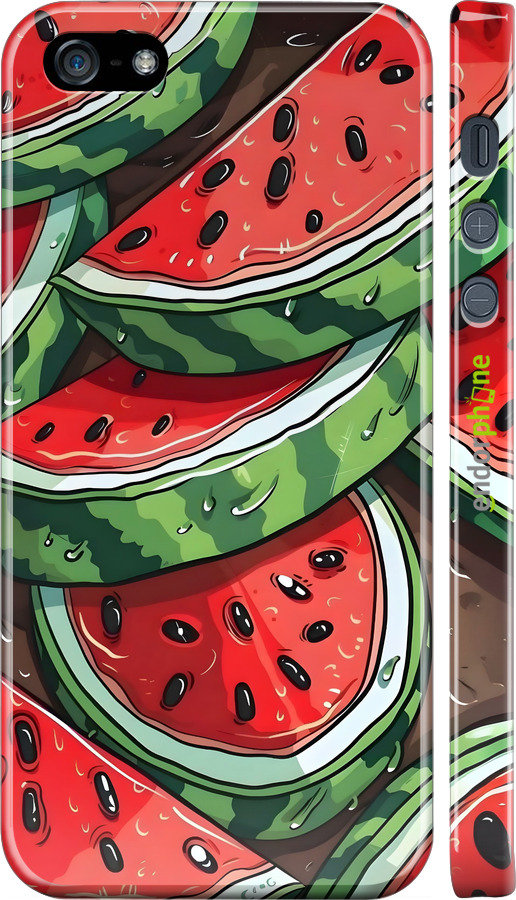 3D пластиковий матовий чехол Кавун для Apple iPhone 5s - 6315m-21 изображение 