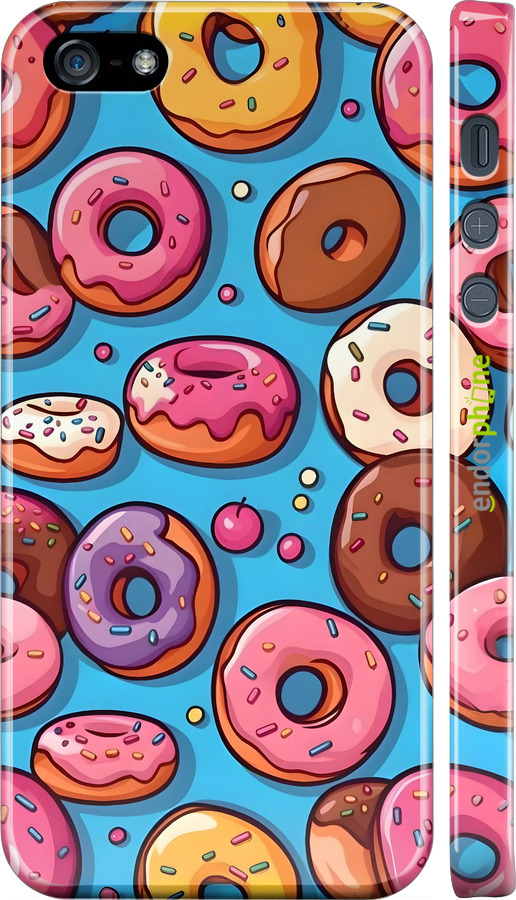 3D пластиковый матовый чехол Пончики для Apple iPhone 5 - 6318m-18 изображение 