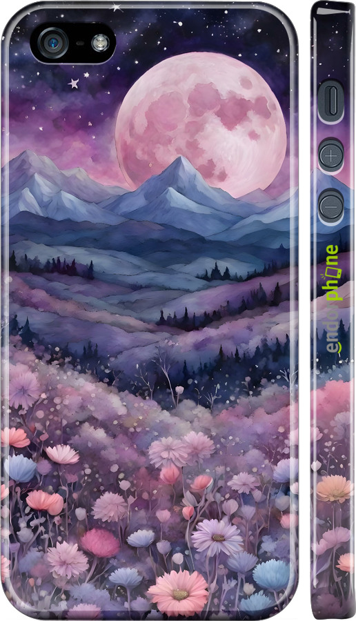 3D пластиковий матовий чехол Ніч місяць арт для Apple iPhone 5 - 6319m-18 изображение 