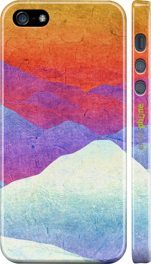 3D пластиковый матовый чехол Горный закат для Apple iPhone 5 - 6479m-18 изображение 