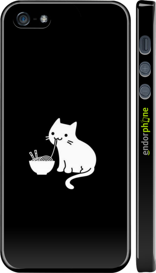 3D пластиковый глянцевый чехол С милым котом на черном фоне для Apple iPhone 5 - 6528c-18 изображение 