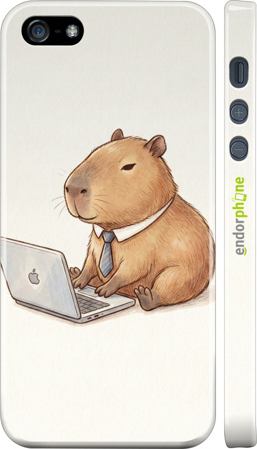 3D пластиковый матовый чехол Funny Capybara CEO Working для Apple iPhone 5s - 6777m-21 изображение 