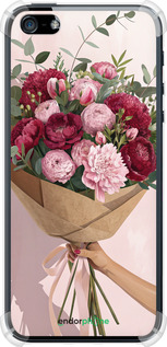 Силіконовий протиударний с посиленими кутами чехол Півонії 1 для Apple iPhone SE - 6705sp-214 изображение 