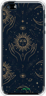 Силикон с усиленными углами чехол Celestial Harmony: Sun & Moon Gold Mystic Pattern для Apple iPhone 5 - 6778sp-18 изображение 