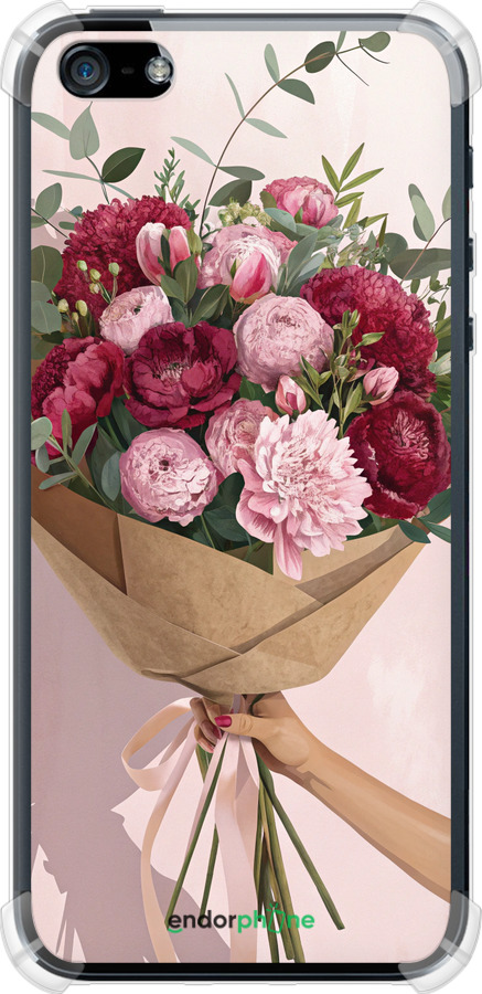 Силіконовий протиударний с посиленими кутами чехол Півонії 1 для Apple iPhone SE - 6705sp-214 изображение 