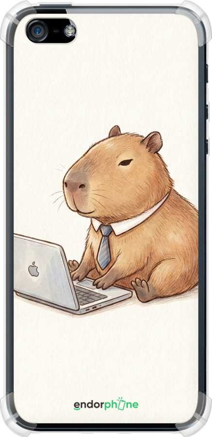 Силіконовий протиударний с посиленими кутами чехол Funny Capybara CEO Working для Apple iPhone 5 - 6777sp-18 изображение 