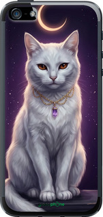Силиконовый чехол Mystic White Cat Gothic Dark Purple Gold для Apple iPhone 5 - 6805u-18 изображение 