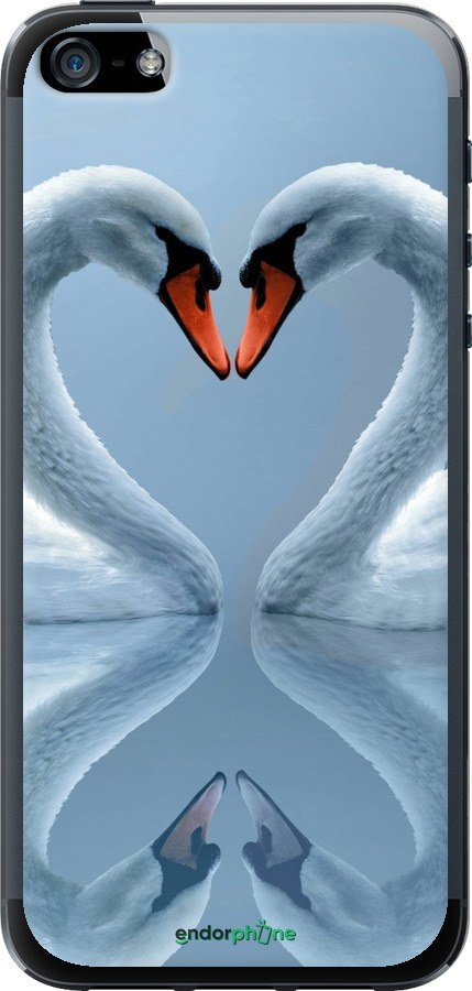 2D пластиковий чехол Лебеді для Apple iPhone 5 - 6007t-18 изображение 