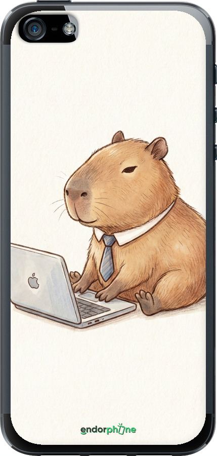 2D пластиковый чехол Funny Capybara CEO Working для Apple iPhone SE - 6777t-214 изображение 