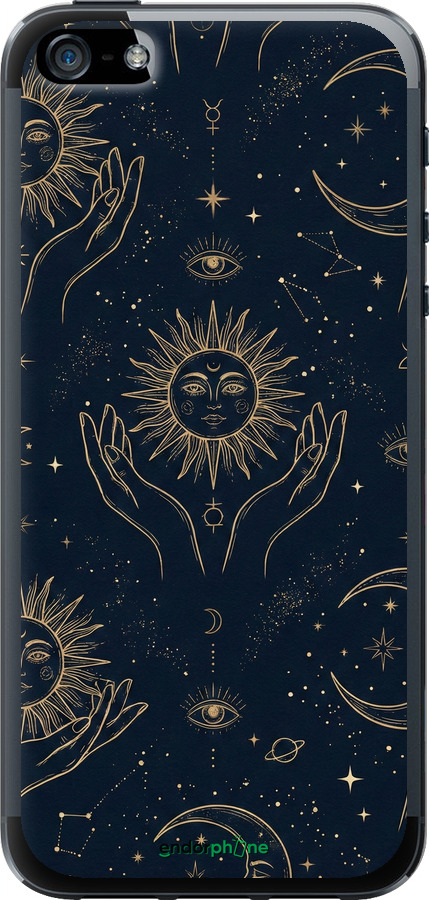 2D пластиковый чехол Celestial Harmony: Sun & Moon Gold Mystic Pattern для Apple iPhone 5s - 6778t-21 изображение 