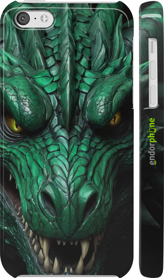 3D пластиковый глянцевый чехол Зелёный дракон v2 для Apple iPhone 5c - 5817c-23 изображение 