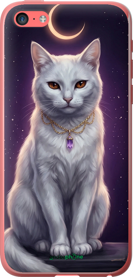 2D пластиковый чехол Mystic White Cat Gothic Dark Purple Gold для Apple iPhone 5c - 6805t-23 изображение 