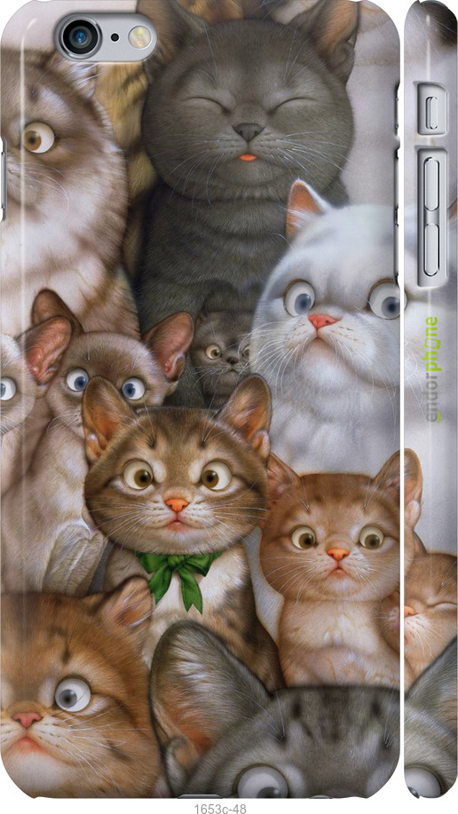 

3D пластиковий матовий чохол "Коти" для iPhone 6 Plus
