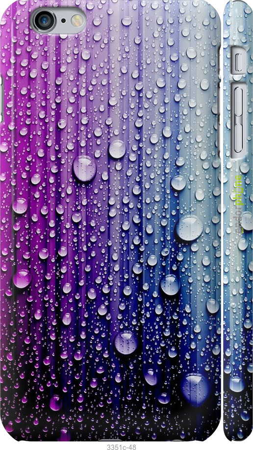 

3D пластиковий матовий чохол "Краплини води" для iPhone 6 Plus, Синій