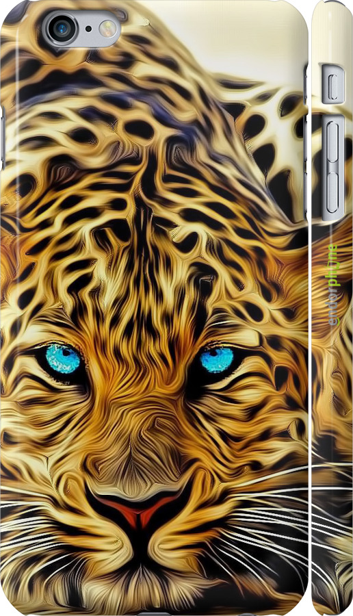 3D пластиковый глянцевый чехол Леопард для Apple iPhone 6 Plus - 6611c-48 изображение 