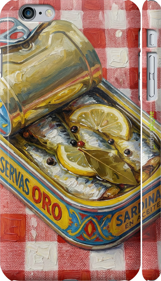 3D пластиковый глянцевый чехол Vintage Sardine Tin Phone для Apple iPhone 6s Plus - 6772c-91 изображение 