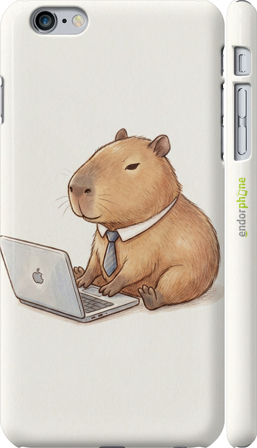 3D пластиковий матовий чехол Funny Capybara CEO Working для Apple iPhone 6 Plus - 6777m-48 изображение 