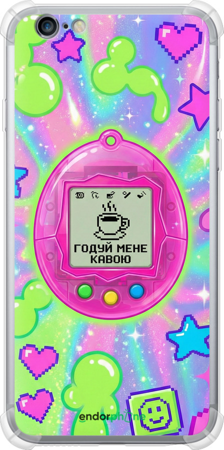Силикон с усиленными углами чехол Y2K Aesthetic Retro Pet: Годуй мене кавою для Apple iPhone 6s Plus - 6784sp-91 изображение 