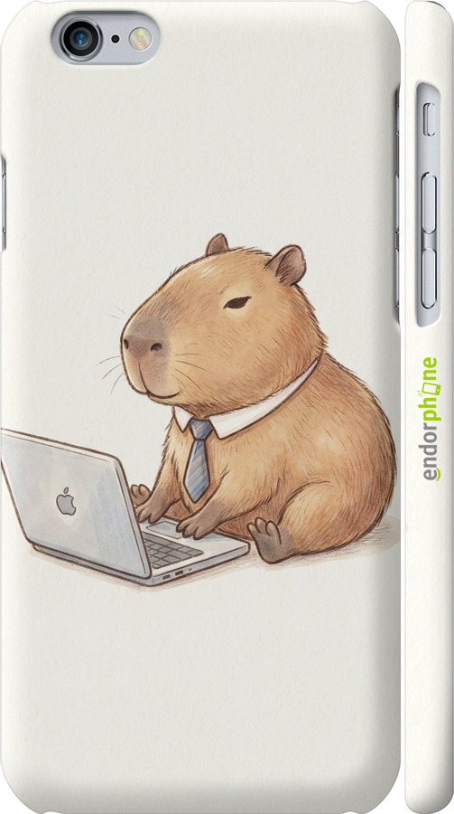 3D пластиковый матовый чехол Funny Capybara CEO Working для Apple iPhone 6s - 6777m-90 изображение 