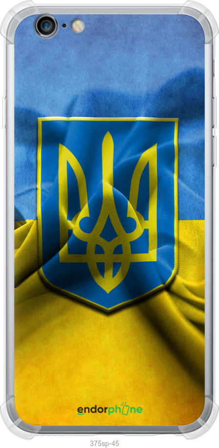 

Силіконовий протиударний с посиленими кутами чохол "Прапор та герб України" для iPhone 6, Блакитний