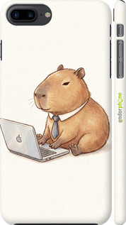 3D пластиковый глянцевый чехол Funny Capybara CEO Working для Apple iPhone 7 Plus - 6777c-337 изображение 