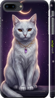 3D пластиковый глянцевый чехол Mystic White Cat Gothic Dark Purple Gold для Apple iPhone 7 Plus - 6805c-337 изображение 