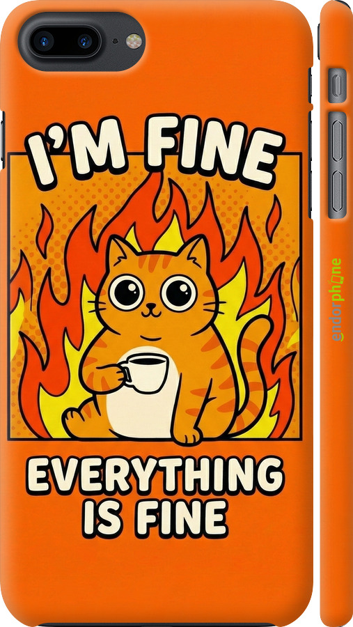 3D пластиковый глянцевый чехол Funny Cat для Apple iPhone 7 Plus - 6786c-337 изображение 