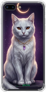 Силикон с усиленными углами чехол Mystic White Cat Gothic Dark Purple Gold для Apple iPhone 7 Plus - 6805sp-337 изображение 