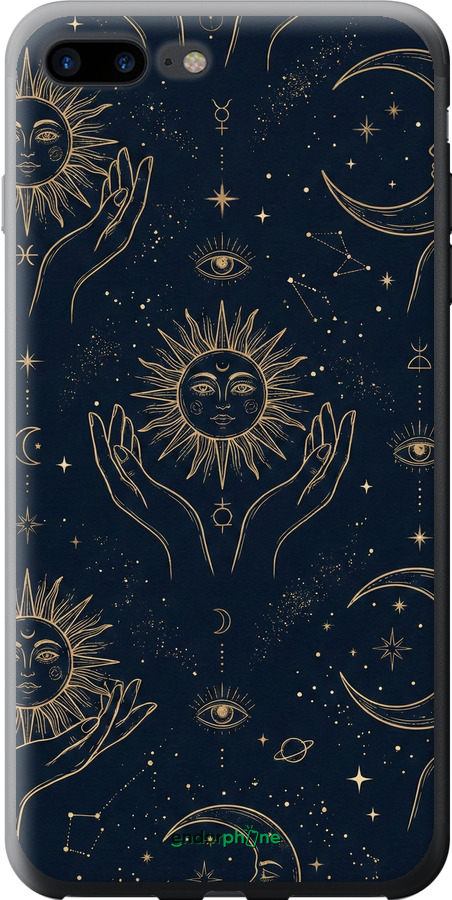 2D пластиковый чехол Celestial Harmony: Sun & Moon Gold Mystic Pattern для Apple iPhone 7 Plus - 6778t-337 изображение 