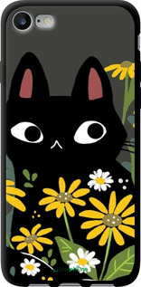 TPU чехол Чорний кіт з квітами для Apple iPhone 7 - 6448b-336 изображение 