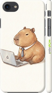 3D пластиковый матовый чехол Funny Capybara CEO Working для Apple iPhone SE 2022 - 6777m-3737 изображение 