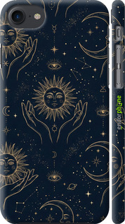 3D пластиковый матовый чехол Celestial Harmony: Sun & Moon Gold Mystic Pattern для Apple iPhone SE 2022 - 6778m-3737 изображение 