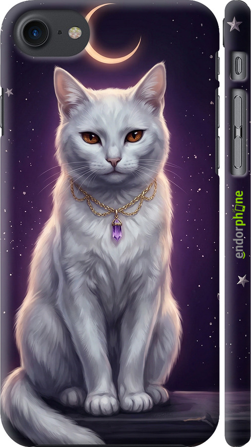 3D пластиковий матовий чехол Mystic White Cat Gothic Dark Purple Gold для Apple iPhone SE 2022 - 6805m-3737 изображение 