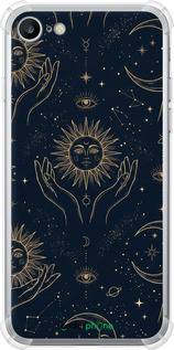 Силикон с усиленными углами чехол Celestial Harmony: Sun & Moon Gold Mystic Pattern для Apple iPhone SE 2022 - 6778sp-3737 изображение 