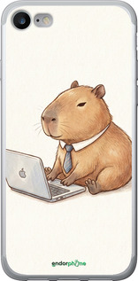 2D пластиковый чехол 'Funny Capybara CEO Working' для iPhone SE 2022 изображение 3