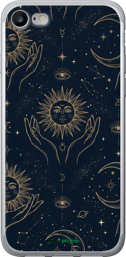 Силіконовий чехол Celestial Harmony: Sun & Moon Gold Mystic Pattern для Apple iPhone 7 - 6778u-336 изображение 