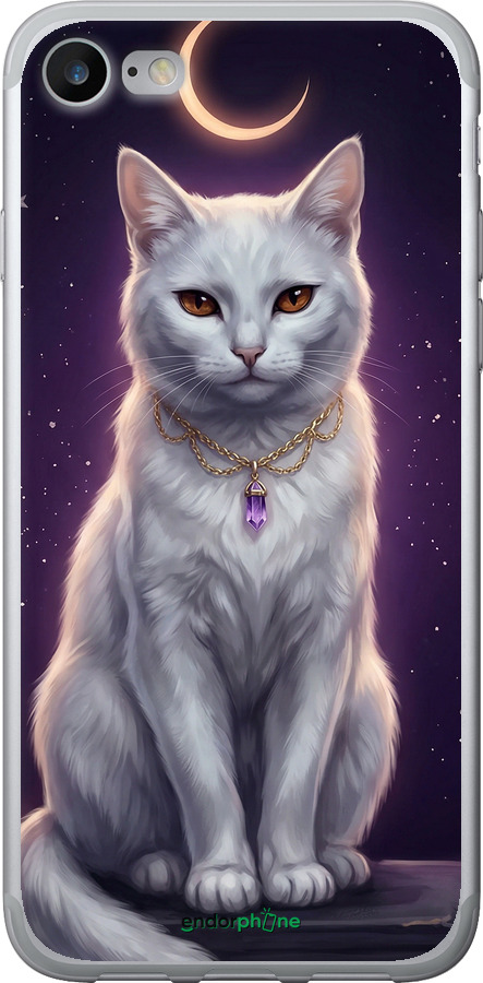 2D пластиковый чехол Mystic White Cat Gothic Dark Purple Gold для Apple iPhone 8 - 6805t-1031 изображение 