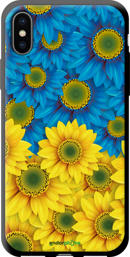 TPU чехол Жёлто-голубые цветы для Apple iPhone X - 1048b-1050 изображение 