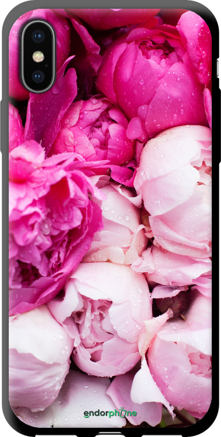 

TPU preto Capa "Peónias cor-de-rosa" para iPhone X