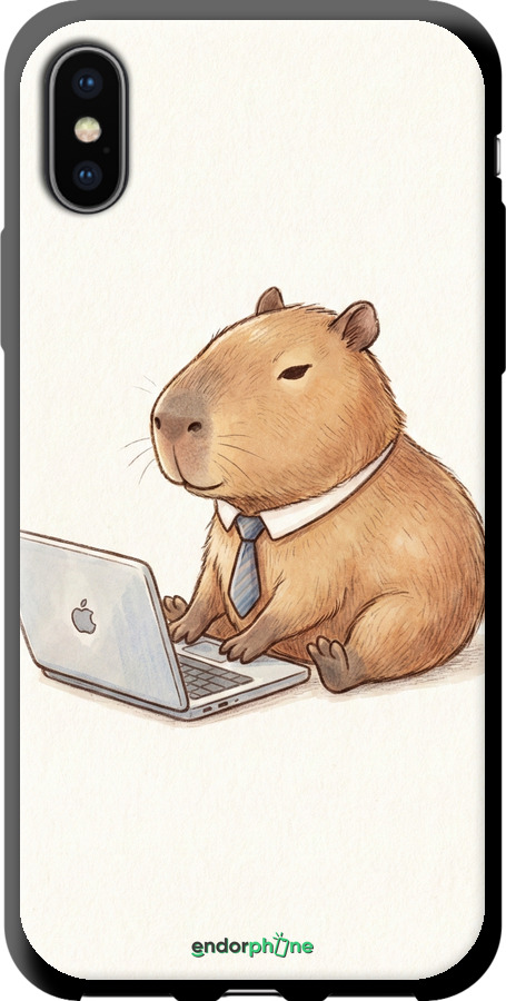 TPU чехол Funny Capybara CEO Working для Apple iPhone XS - 6777b-1583 изображение 