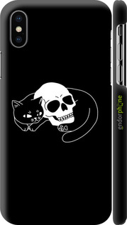3D пластиковый глянцевый чехол С изображением кота и черепа для Apple iPhone X - 6491c-1050 изображение 