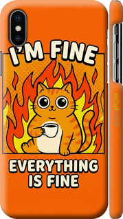 3D пластиковый глянцевый чехол Funny Cat для Apple iPhone X - 6786c-1050 изображение 