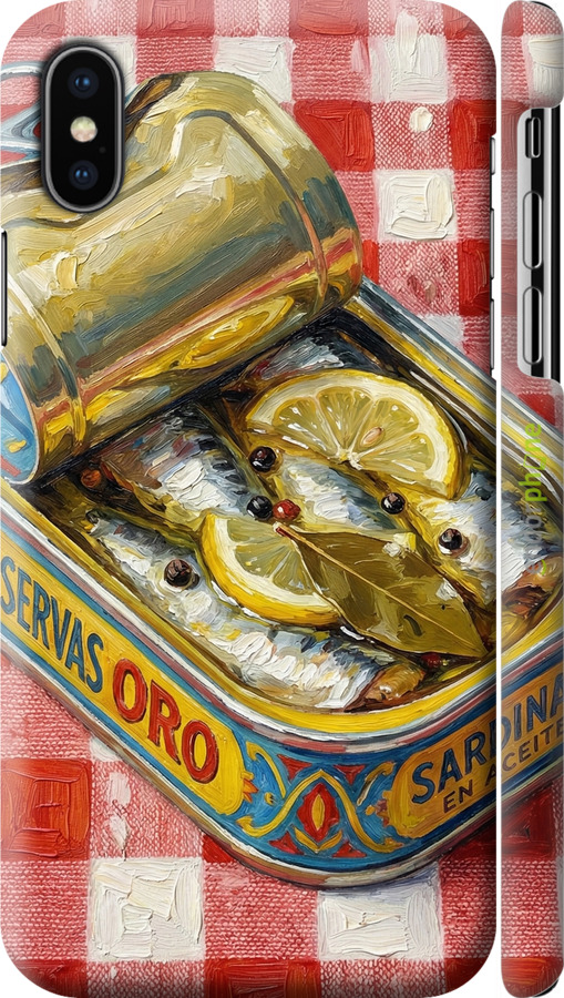 3D пластиковый матовый чехол Vintage Sardine Tin Phone для Apple iPhone X - 6772m-1050 изображение 