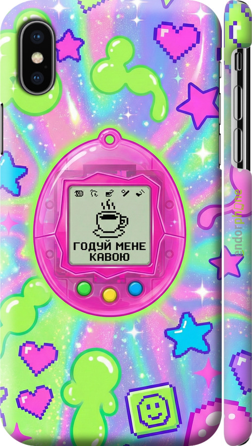 3D пластиковый глянцевый чехол Y2K Aesthetic Retro Pet: Годуй мене кавою для Apple iPhone X - 6784c-1050 изображение 