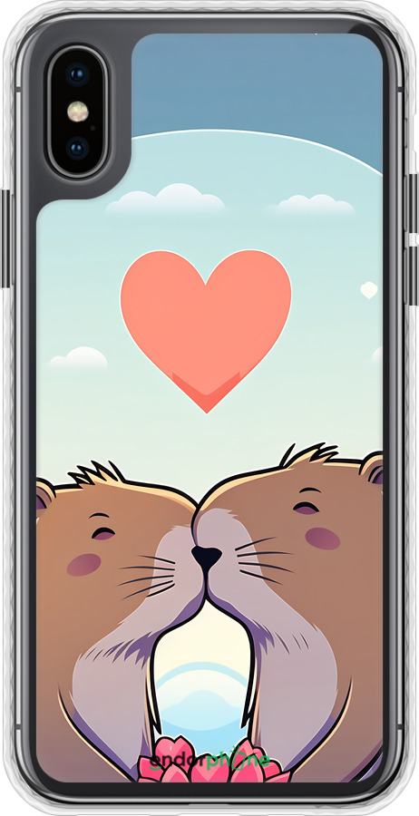 Чехол Bumper чехол Капибара любовь для Apple iPhone XS - 6027pc-1583 изображение 